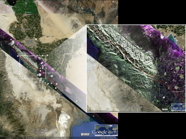 Das Beben ereignete sich im April 2010 in Nordmexiko. Es hatte eine Stärke von 7,2. (Bild: Nasa-JPL/Caltech/USGS/Google Earth)