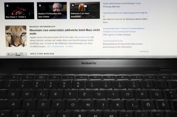 Die Besitzer einiger älterer MacBook Pro haben dank modernerer Grafiklösungen hingegen Glück mit OS X 10.8 (Bild: Andreas Donath)