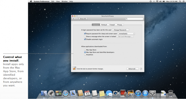 Mac OS X Mountain Lion - Gatekeeper (Bild: Apple)