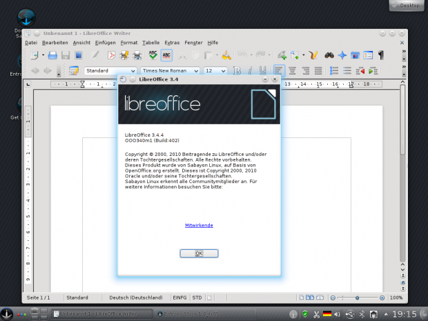 Libreoffice ist ebenfalls mit dabei.