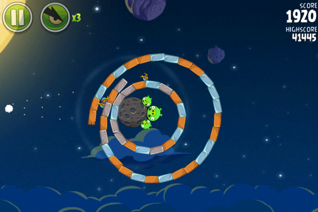 Der Spieler muss die Ringe so zerstören, dass sie die Schweine zerquetschen.