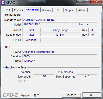 CPU-Z erkennt den Z77 noch als Sandy-Bridge-Chipsatz.