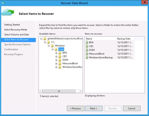 Microsoft Online Backup Service für Windows Server 8