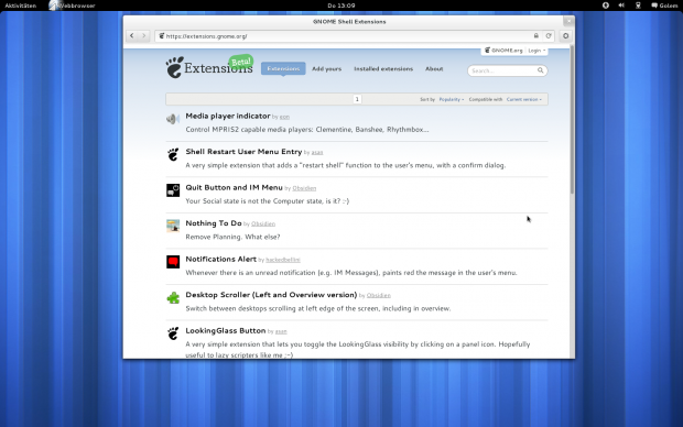 Noch gibt es nur sehr wenige Erweiterungen für Gnome 3.4
