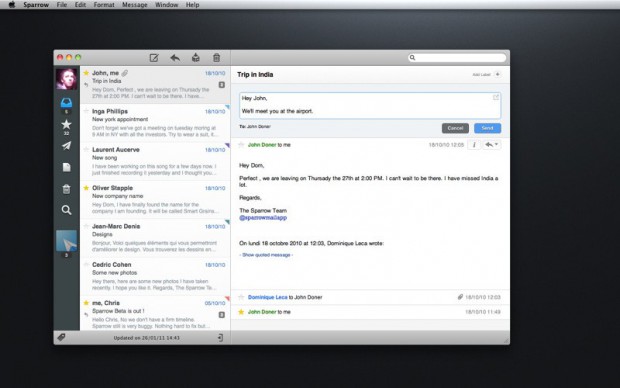 Sparrow für Mac OS X (Bild: Sparrow)