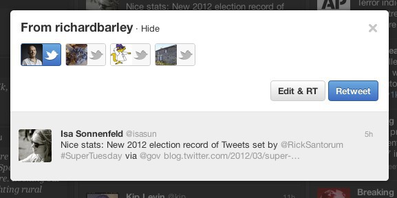 Tweetdeck 1.3 - Statt Quote gibt es nun den Button Edit & RT (Bild: Twitter)