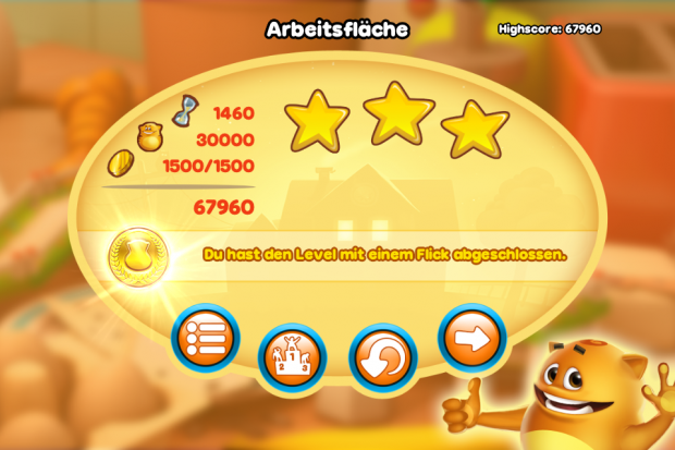 &Auml;hnlich wie bei Angry Birds gibt es einen bis drei Sterne pro Level.