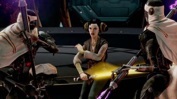 Die Zwischensequenzen in Star Wars Kinect zeigen häufig spektakuläre Kämpfe.