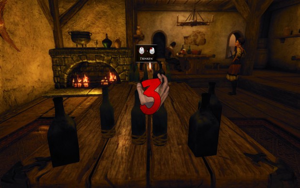 Eines der Minispielen: Virtuelles Wettsaufen.