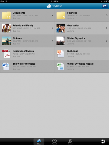 Skydrive auf dem iPad (Bild: Microsoft)
