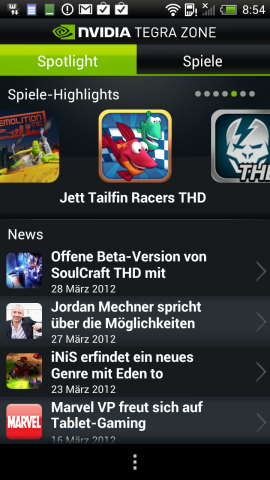 Von Nvidia gibt es einige für den Tegra-Chip optimierte 3D-Spiele.