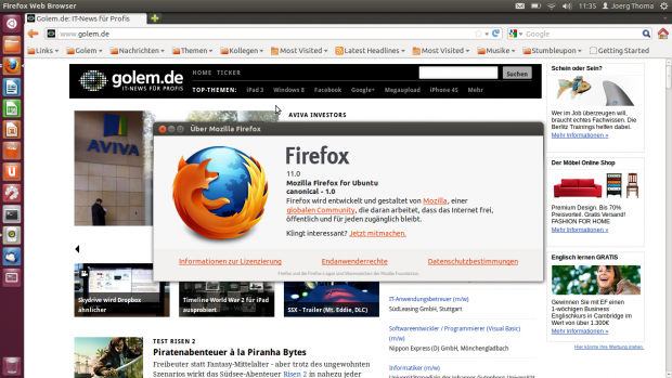 Firefox liegt in Version 11 vor.