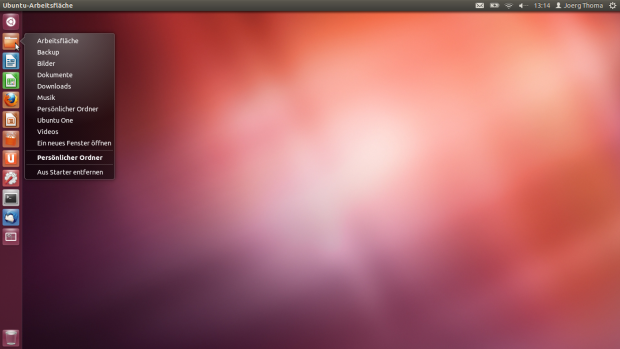 Die Favoriten aus dem Dateimanager Nautilus sind im Kontextmenü des Dash-Icons untergebracht.