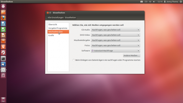 Die Systemeinstellungen wurden umgestaltet. Beispielsweise sind die Einstellungen zu Wechselmedien unter Einzelheiten untergebracht.  