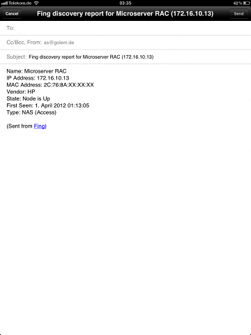 Die Informationen lassen sich per E-Mail versenden.