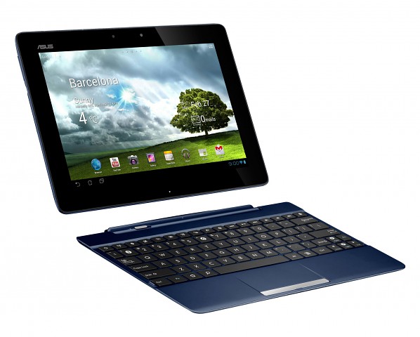 Transformer Pad TF300T/TF300TG/TF300TL - blaue Variante mit optionaler Docking-Tastatur (Bild: Asus)
