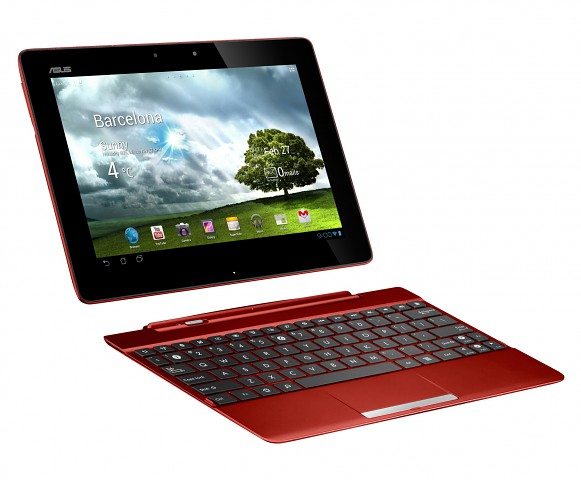 Transformer Pad TF300T/TF300TG/TF300TL - rote Variante mit optionaler Docking-Tastatur (Bild: Asus)