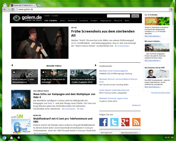 Hauptbestandteil von Chromium OS ist nach wie vor der Browser.