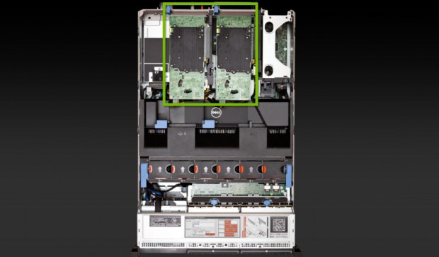 Oben zwei VGX-Karten in einem Dell-Server