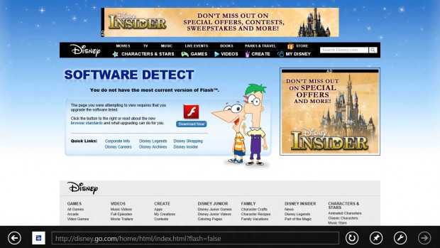 Flash-Websites in der Metro-Obferfläche von Windows 8? [Screenshot: winunleaked.tk via WithinWindows.com]