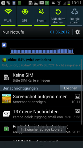 Der Benachrichtigungsbereich wurde erweitert.