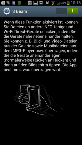 S Beam erweitert die &Uuml;bertragung mit NFC um gr&ouml;&szlig;ere Dateien.