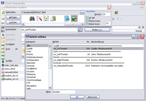 Total Commander 8.0 - konfigurierbare Buttonleiste