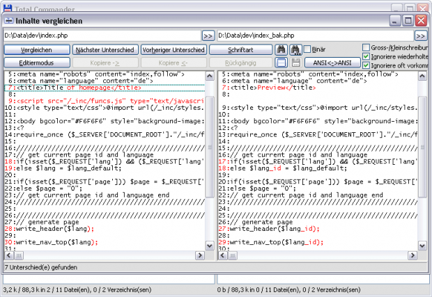 Total Commander 8.0 - nach Inhalt vergleichen