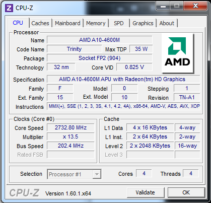 CPU-Z 1.6 erkennt Trinity bereits.