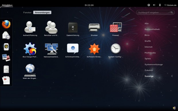 Sonstige Anwendungen der Standardinstallation von der CD