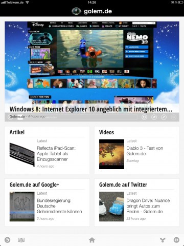 Golem.de in Google Currents (Bild: Golem.de)