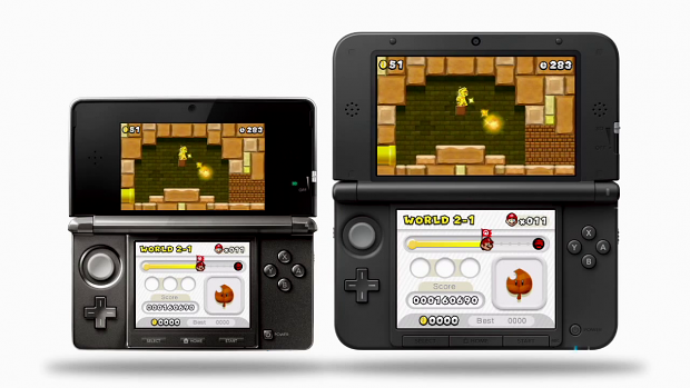 New Super Mario Bros 2 auf dem 3DS (l.) und 3DS XL (r.)