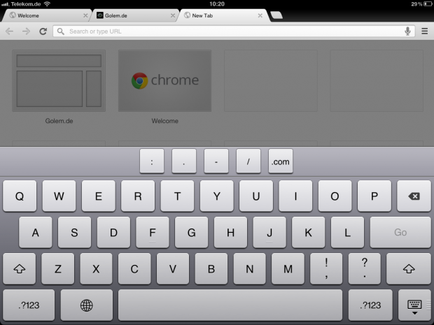 Chrome auf dem iPad.