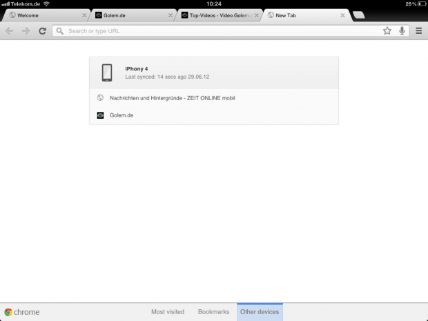 Chrome auf dem iPad.