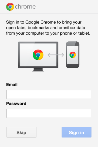 Chromes Startbildschirm auf dem iPhone