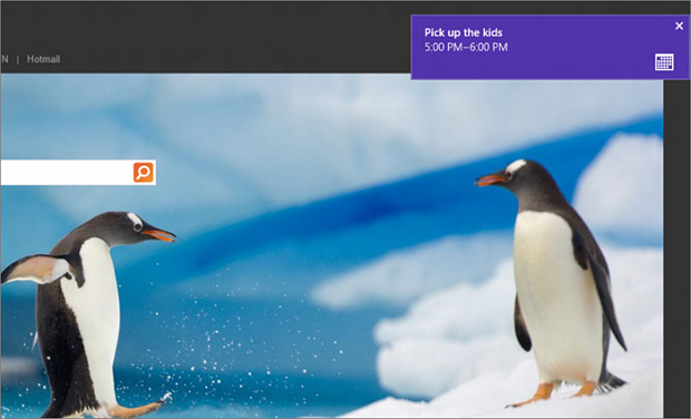 Pop-up informiert über anstehenden Termin. (Bild: Microsoft)