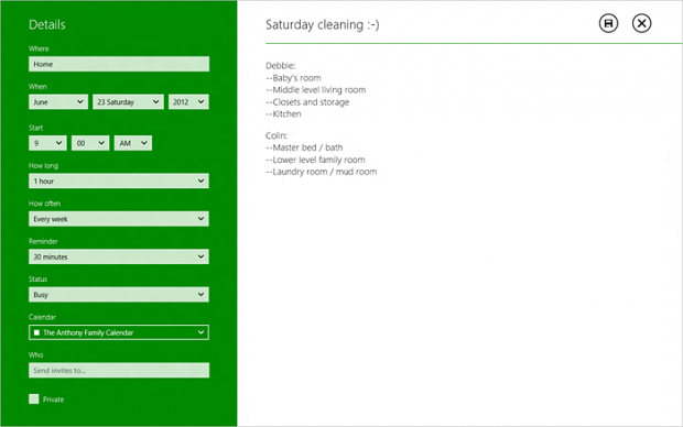 Die Notizen für einen einzelnen Termin können eine ganze Seite füllen. (Bild: Microsoft)
