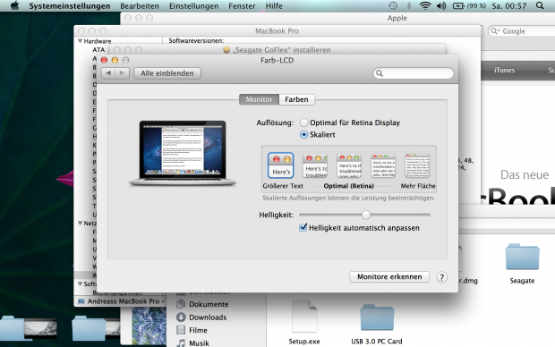 Die Einstellung 1.024 x 640 Pixel bietet wenig Platz.