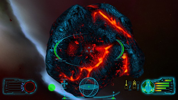 Skyjacker - Anflug auf einen großen Lava-Asteroiden (Bild: Digitilus)