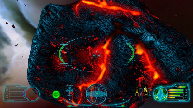 Skyjacker - Anflug auf einen großen Lava-Asteroiden (Bild: Digitilus)