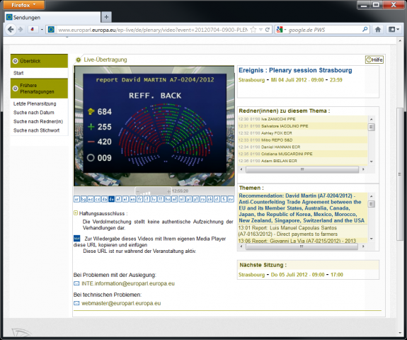... nachdem dieser Antrag auf Vertagung gescheitert war. (Bilder: EU-Parlamentsfernsehen/Screenshot: Golem.de)