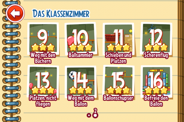 Die Men&uuml;s erinnern an Angry Birds...