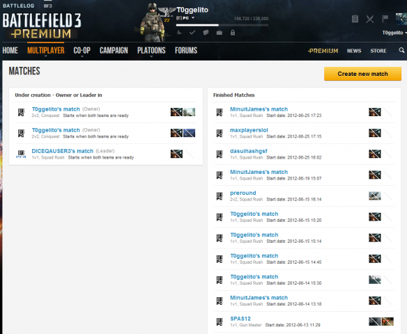 "Matches" für Battlefield 3