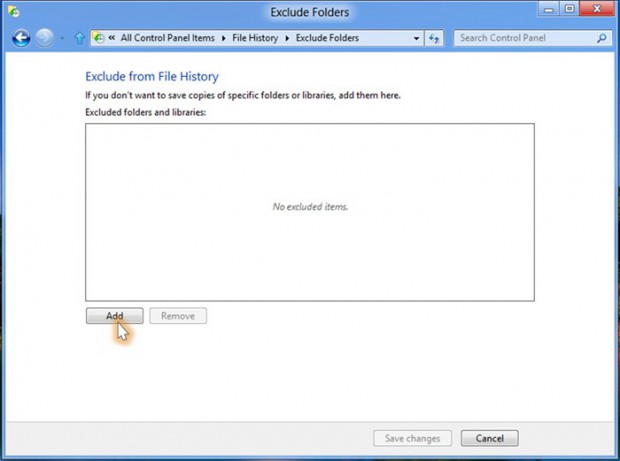 Verzeichnisse von der File-History-Sicherung ausnehmen