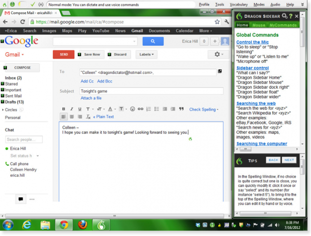 Naturallyspeaking 12 arbeitet mit Webanwendungen zusammen. (Bild: Nuance)