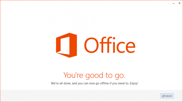 Derweil ist die Office-Installation abgeschlossen.