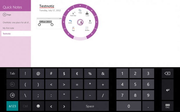 Textauswahl mit dem neuen Kontextmenü