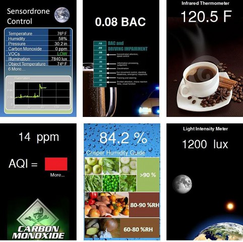 Messergebnisse der Sensoren im Sensordrone (Bild: Kickstarter)
