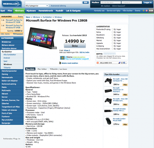 Das Modell mit 128 GByte Flash-Speicher und Intel-Prozessor (Bild: Webhallen)