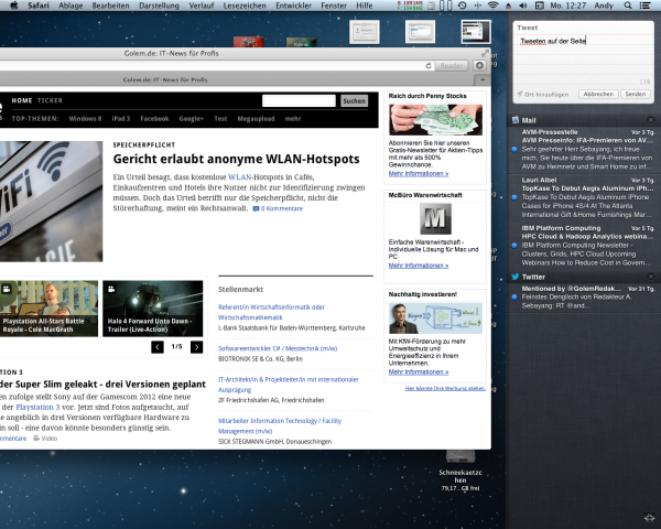 Twitter ist direkt integriert.